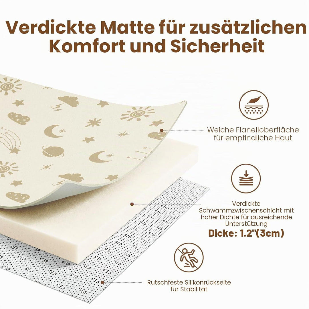 Teppich Krabbelmatte Baby 150x180x3cm, Spielmatte Krabbeldecke Turnmatte Spielteppich für Baby Kinde