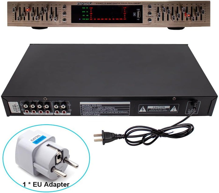 Toplionace EQ665 Stereo Equalizer, 220V Hifi Home EQ Equalizer Dual-10 BAND-Stereo Höhen Alt Bass Re
