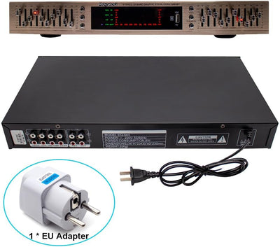 Toplionace EQ665 Stereo Equalizer, 220V Hifi Home EQ Equalizer Dual-10 BAND-Stereo Höhen Alt Bass Re
