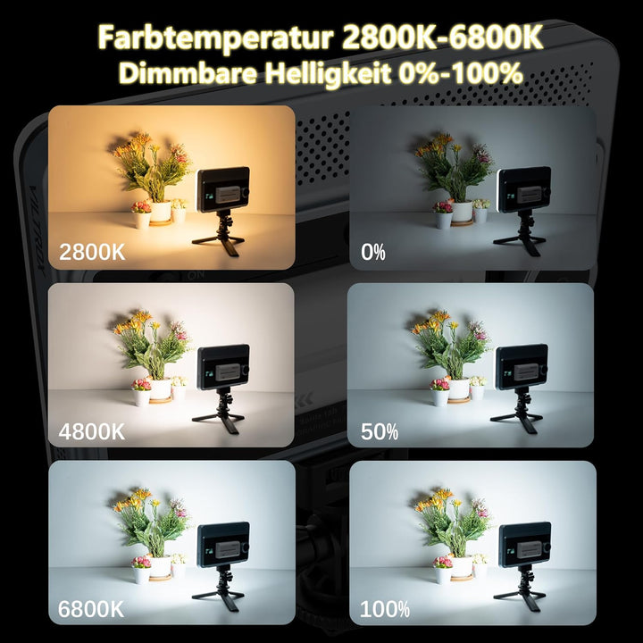 VILTROX 18W 2800K-6800K CRI 95+ auf dem LED Panel der Kamera, 1800 Lumen Smartphone Steuerlicht Dimm