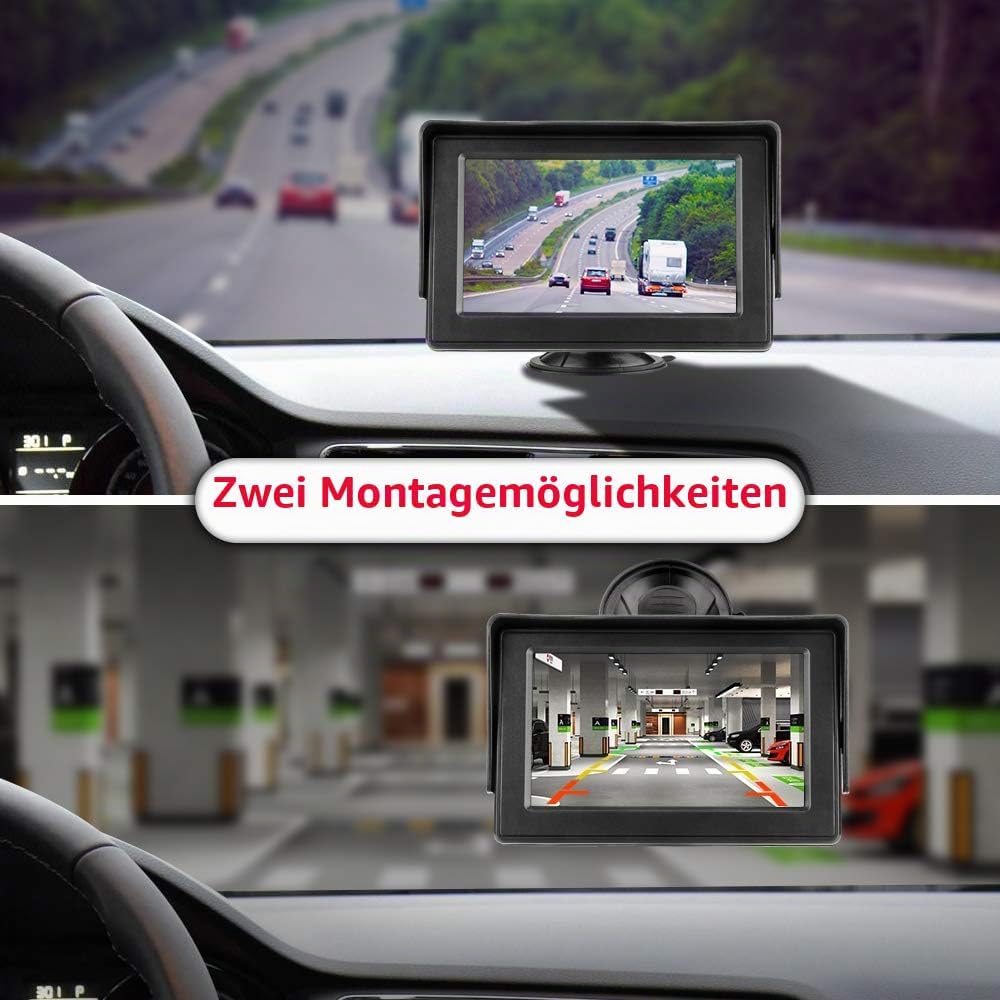 Rückfahrkamera mit Monitor Rückfahrkamera Auto IP68 Wasserdicht Nachtsicht Einparkhilfe System 4.3''