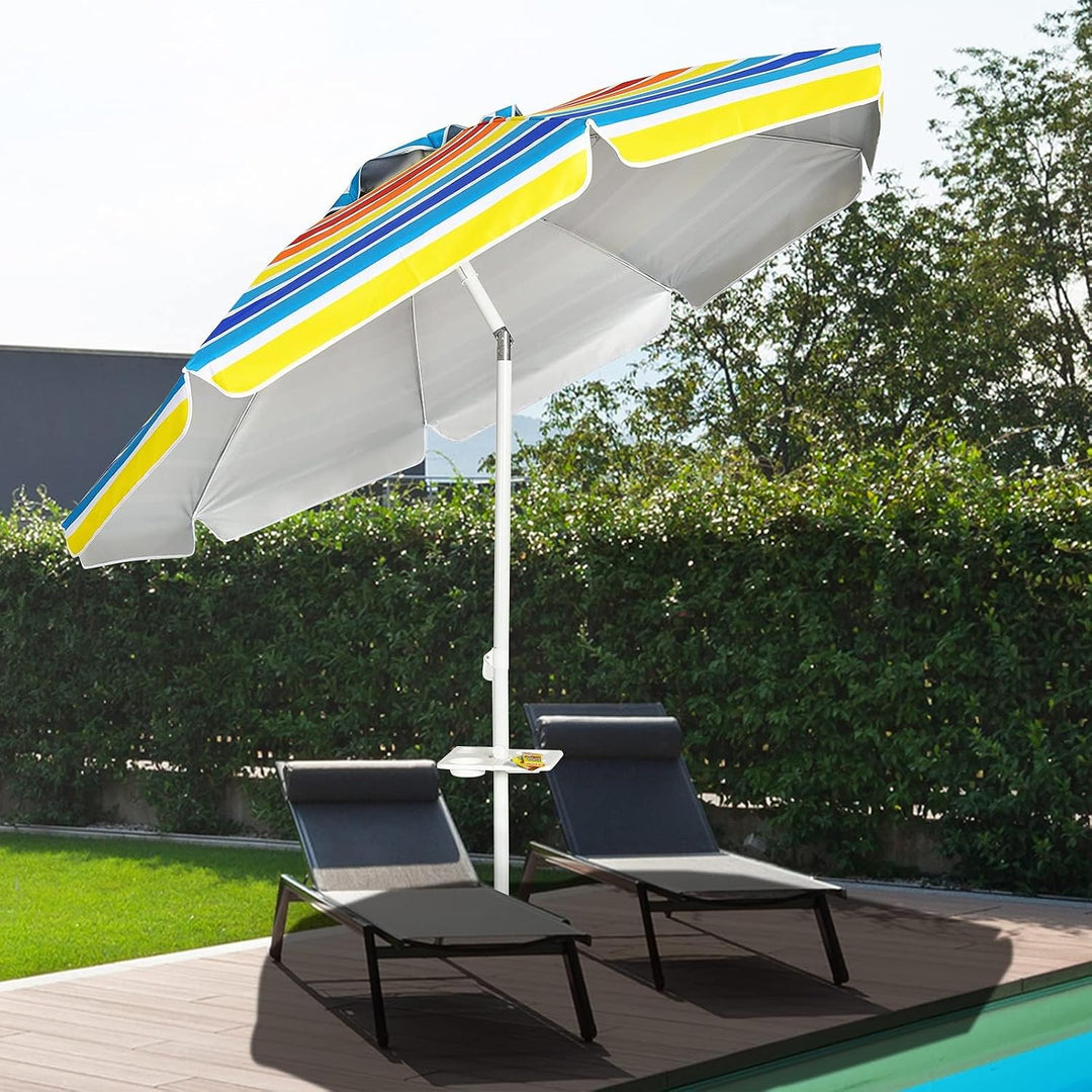 GOPLUS Strandschirm, Sonnenschirm um 30° knickbar, Gartenschirm UV 50+, Tischschirm mit Bodenhülse,
