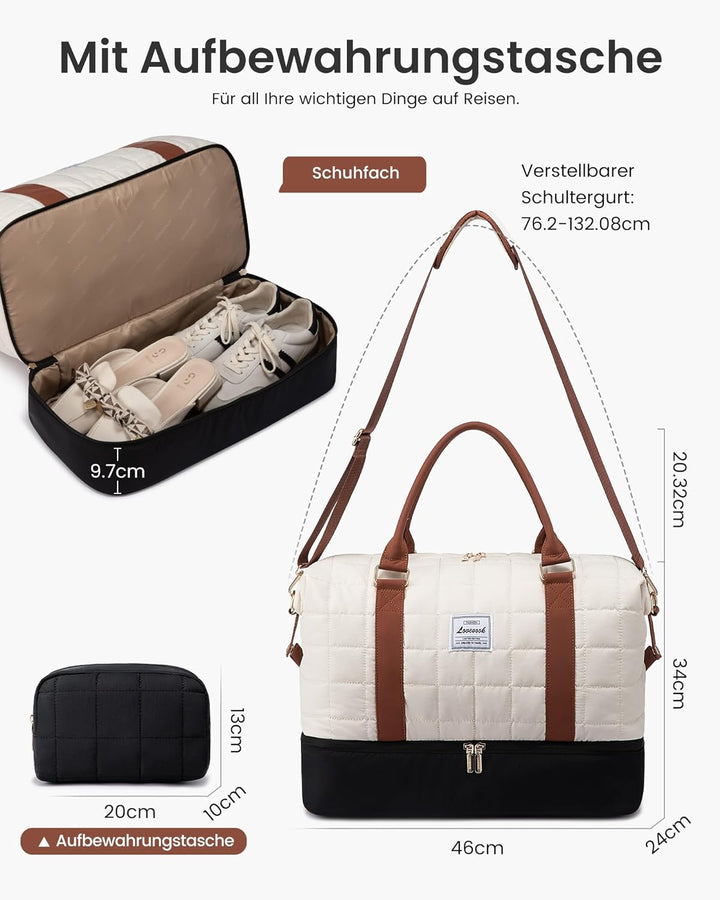 LOVEVOOK Reisetasche Damen, Leicht Puffer Weekender Handgepäck Tasche Kliniktasche Geburt Krankenhau