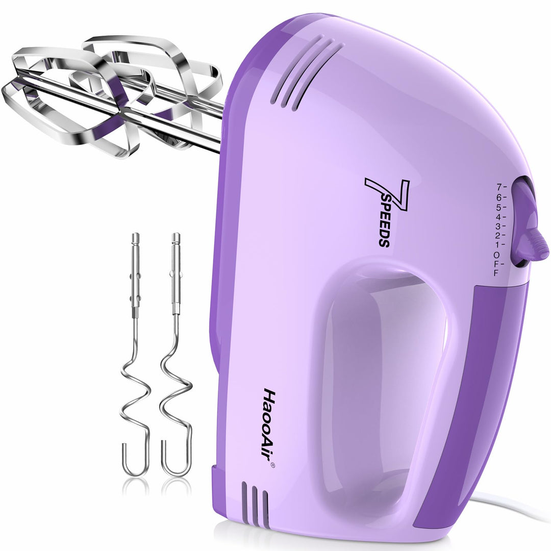 Handmixer, 7-stufig einstellbarer Küchenmixer, 304 Edelstahl-Zubehörteile (2X Knethaken, 2X Rührstäb