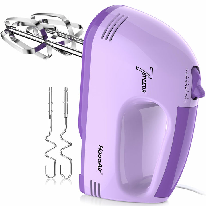 Handmixer, 7-stufig einstellbarer Küchenmixer, 304 Edelstahl-Zubehörteile (2X Knethaken, 2X Rührstäb