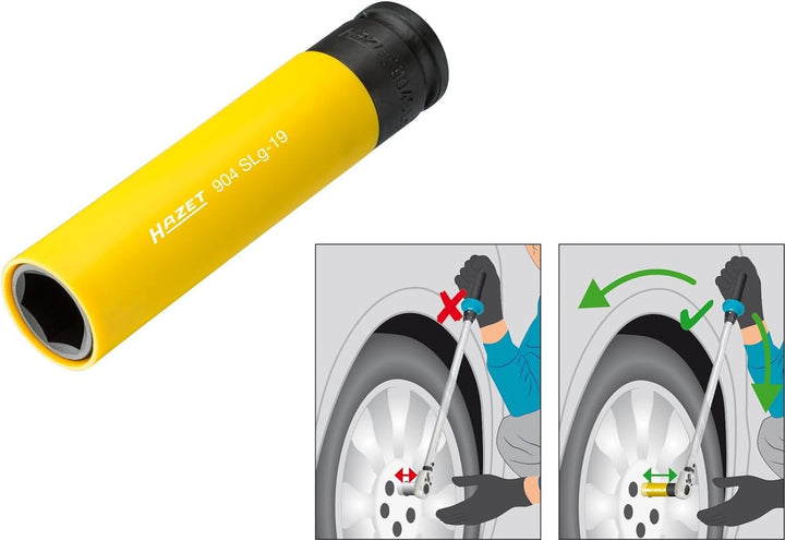 HAZET Steckschlüsseleinsatz (1/2 Zoll (12,5 mm) Vierkantantrieb, mit Kunststoffhülse zum Schutz von