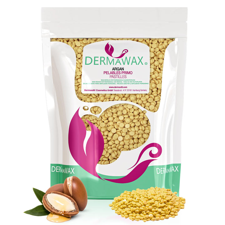 Dermawax Argan Enthaarungswachs - Premium Wachsperlen 1kg Anwendung ohne Wachsstreifen zur Haarentfe