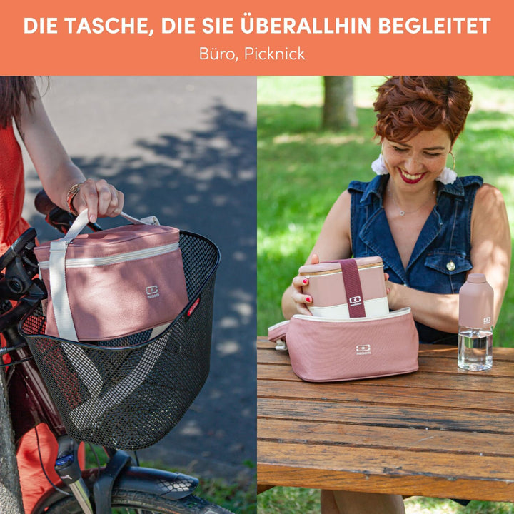 MONBENTO - Kleine Kühltasche für Unterwegs Arctic rosa Moka - Lunch Tasche für Lunchbox, Trinkflasch
