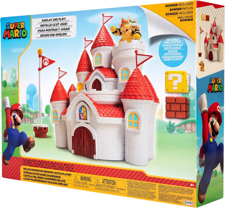 Nintendo Super Mario grosses Spielset Luxus Pilzkönigreich Schloss inkl. 1 Bowser Figur 6cm Multicol