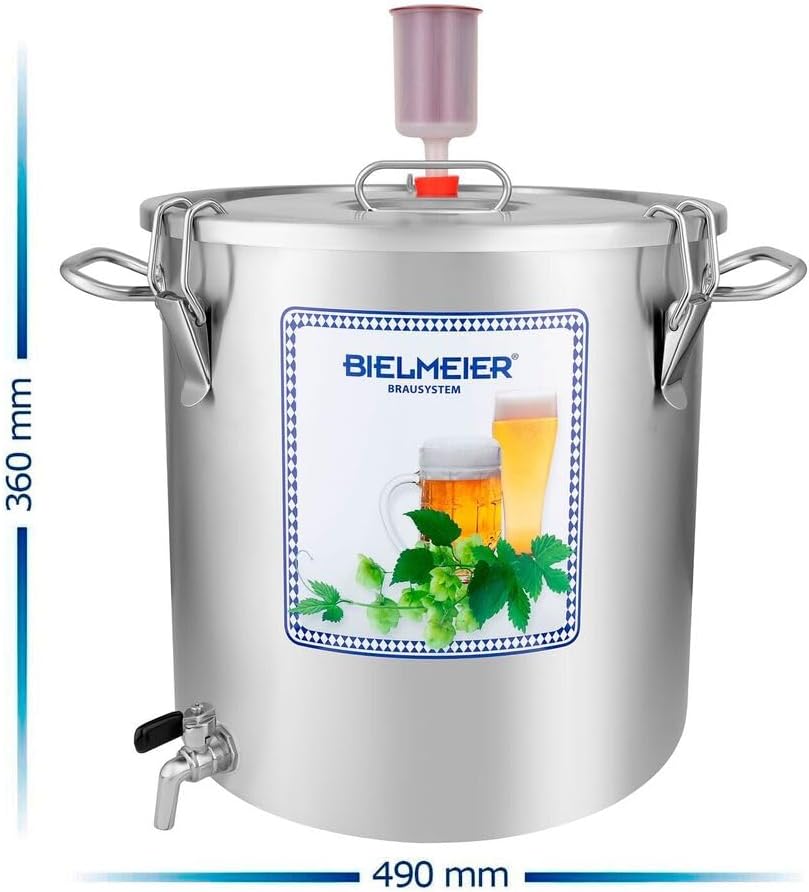Bielmeier Läuterbottich Gärbottich Edelstahl 35 Liter Auslaufhahn 1/2" V4A Bier selber brauen Made i