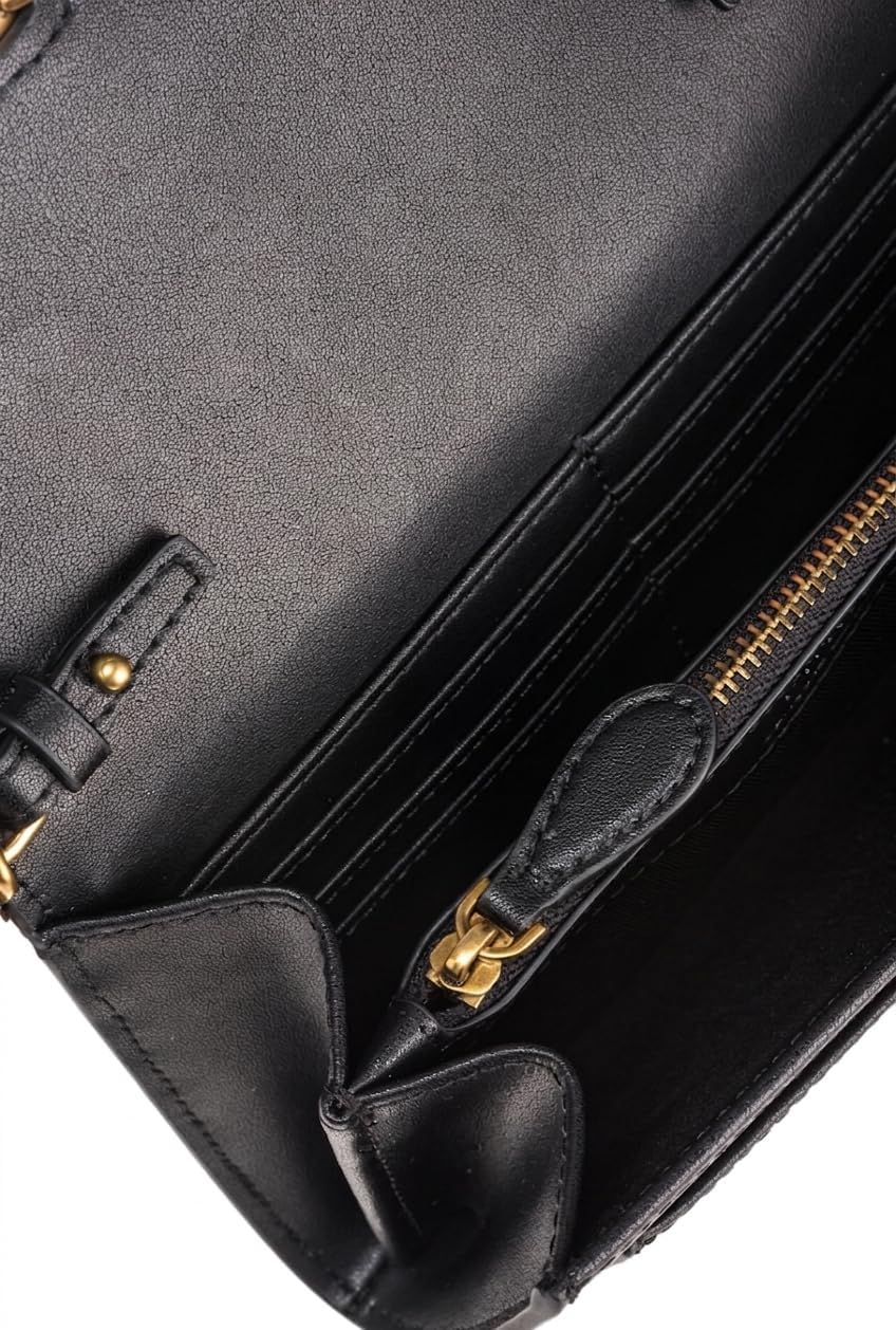 Pinko Damen Love ONE Wallet Liebe EINE GELDBÖRSE C Vitello SETA, Z99Q_Nero-Antique Gold