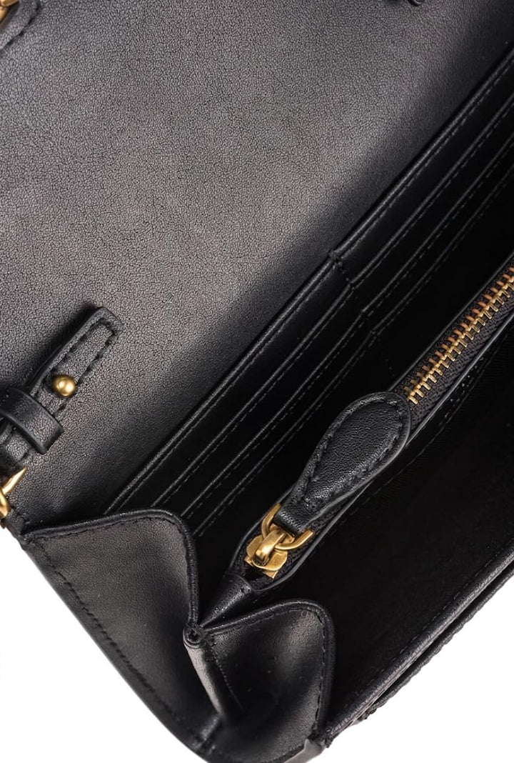 Pinko Damen Love ONE Wallet Liebe EINE GELDBÖRSE C Vitello SETA, Z99Q_Nero-Antique Gold