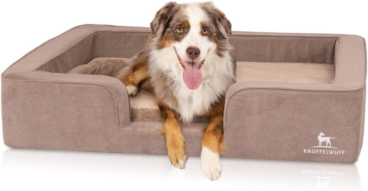 Knuffelwuff orthopädisches Hundebett mit Wendekissen aus Velours Bellamy 80 x 60cm Braun, 80 x 60cm
