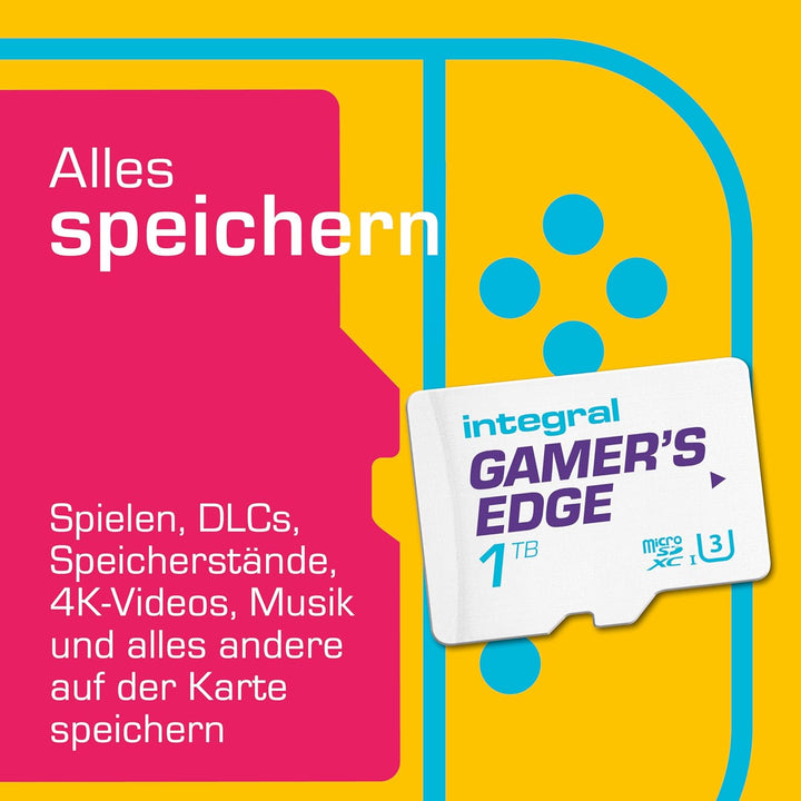 Integral 1TB Gamer's Edge Micro SD Card für die Nintendo Switch - Schnelles Laden & Speichern von Sp