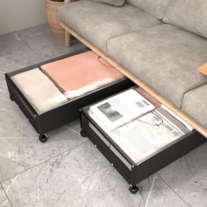 2 Stück Unterbett Aufbewahrungsbox, Unterbettkommode Mit Rollen, Bettkasten Mit Rollen, Metallrahmen