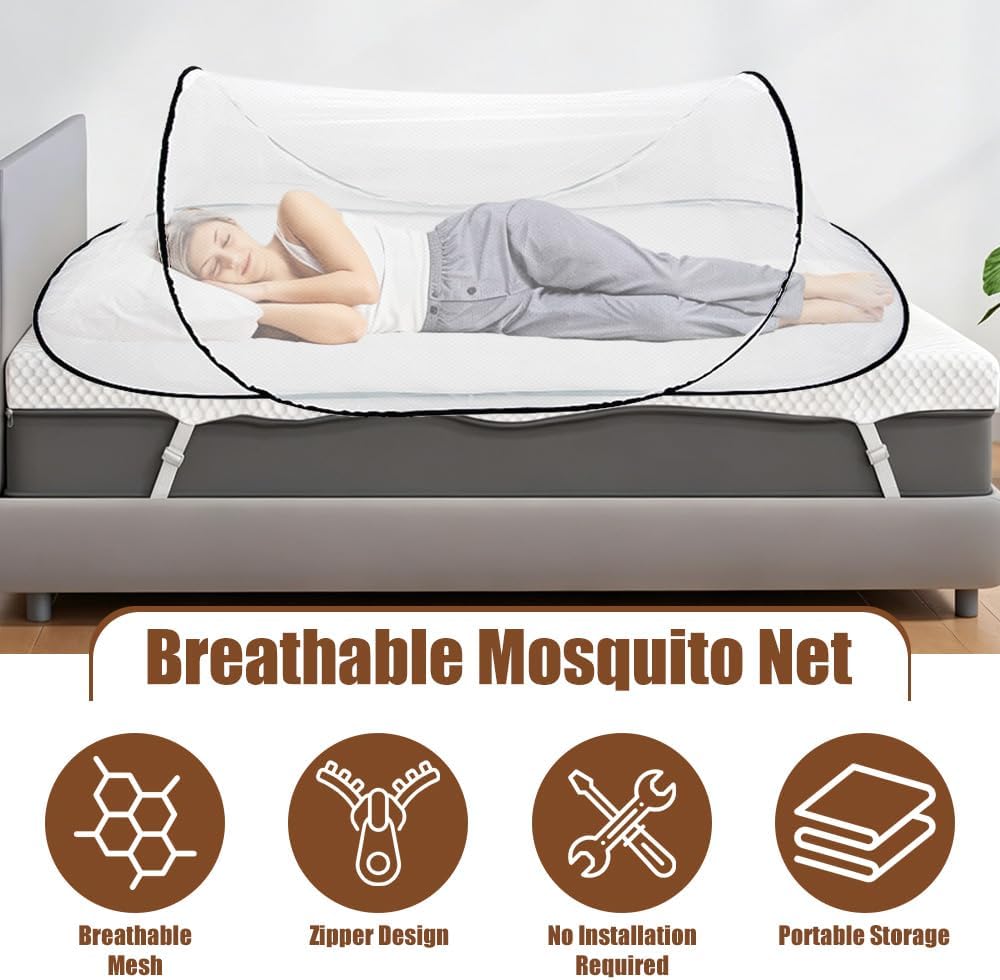 Moskitonetz Reise, 200 x 80 x 56 cm Faltbares Mückennetz, Moskitonetz Pop Up, Fliegennetz Bett, Outd