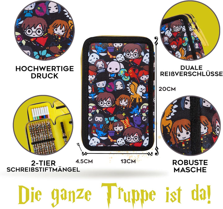 Harry Potter Federmäppchen, Kollektion von Schule Zubehör, Polyester Etui, 1 Stück Federpenal, 2-Fac