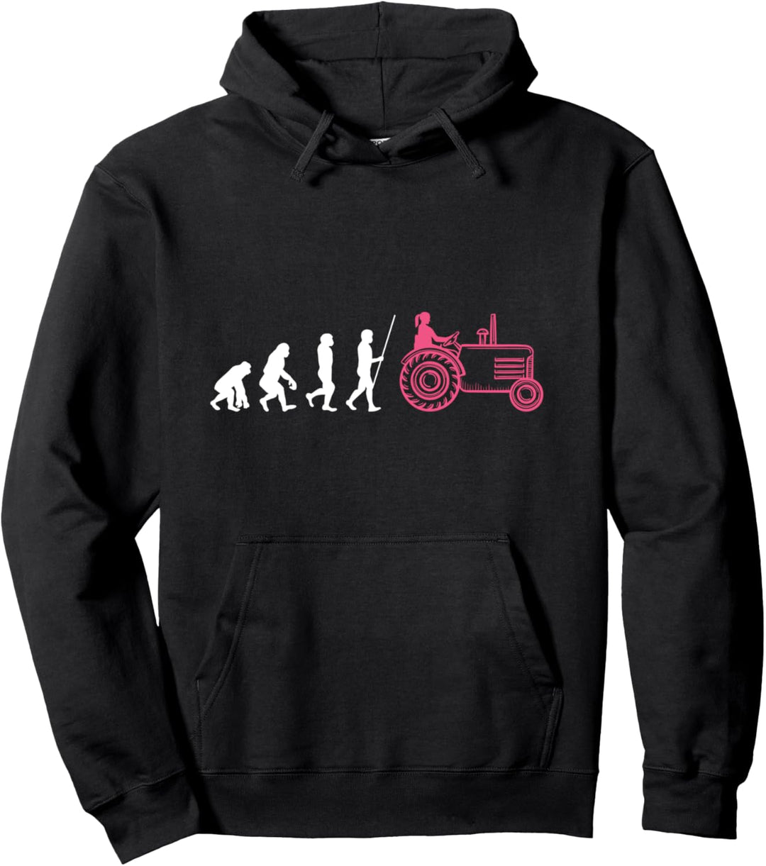 Frauen Trecker Landwirtin Traktor Evolution Pullover Hoodie