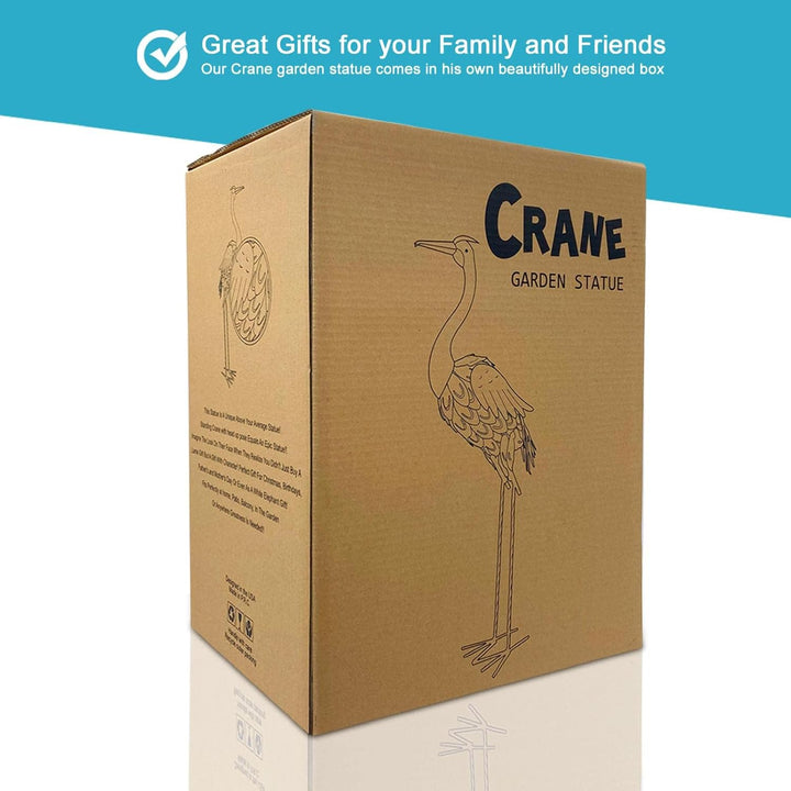 Yeomoo Metall Vogel Kranich Reiher Skulptur Gartendeko für Draussen: Blau Stehend Vogel Deko Wohnzim