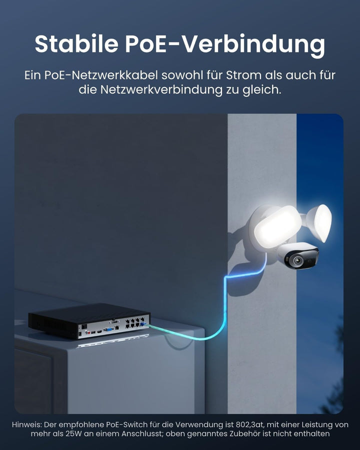 Reolink 16MP PoE Überwachungskamera Aussen mit 180° Dual-Objektiv, 2800 Lumen Beleuchtung, Vollfarb-