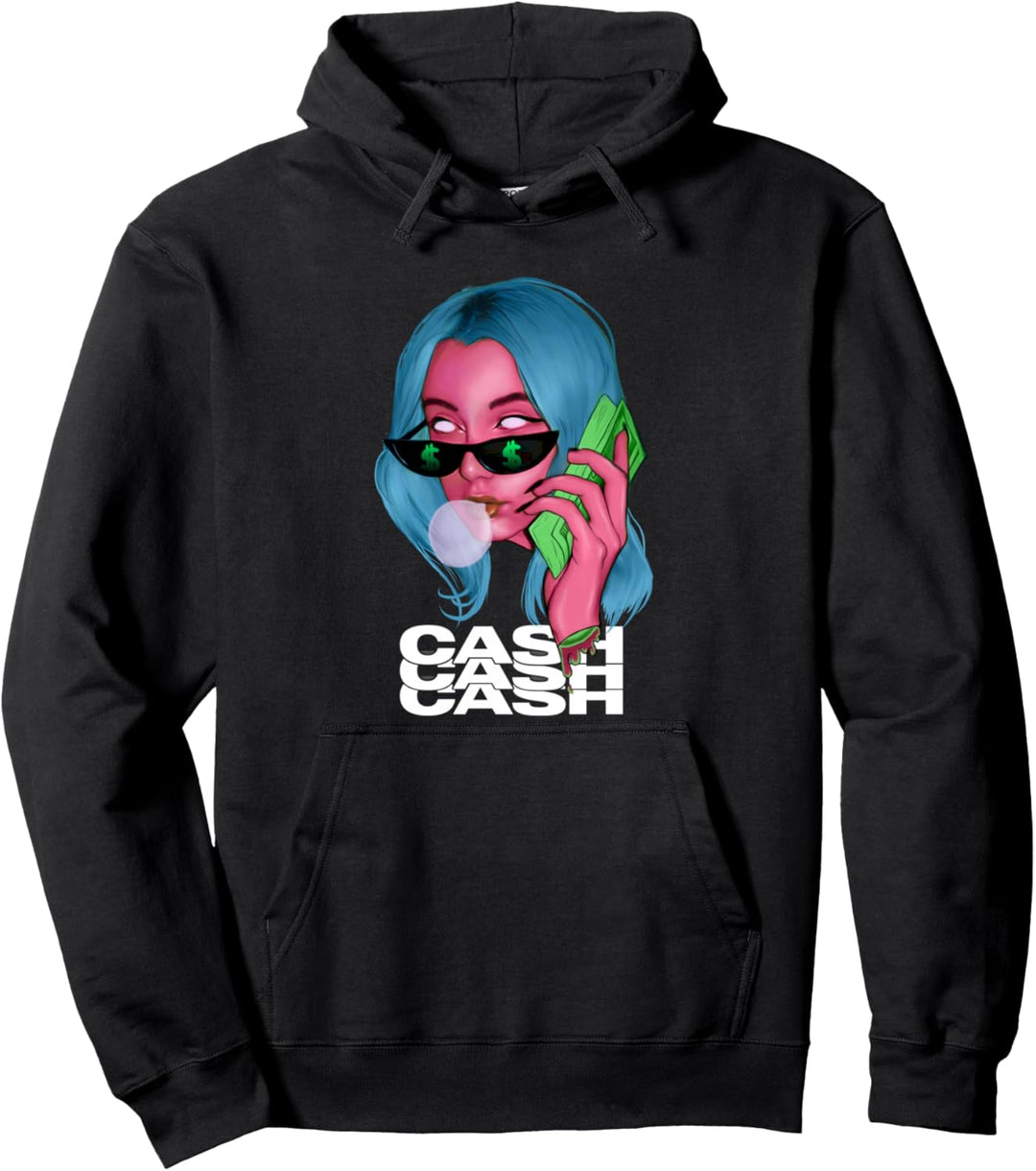Cash Girl - Traurige Ästhetik Edgy Streetwear Pullover Hoodie