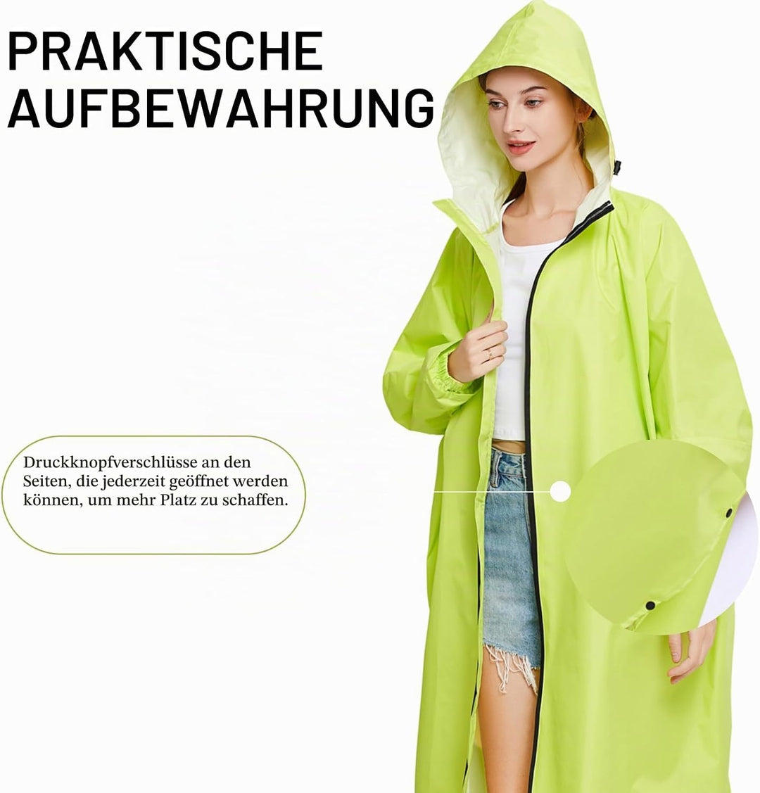 Ynport Crefreak Damen Lange Wasserdichte Regenmäntel Leichter Regenponcho Packbare Outdoor-Regenbekl