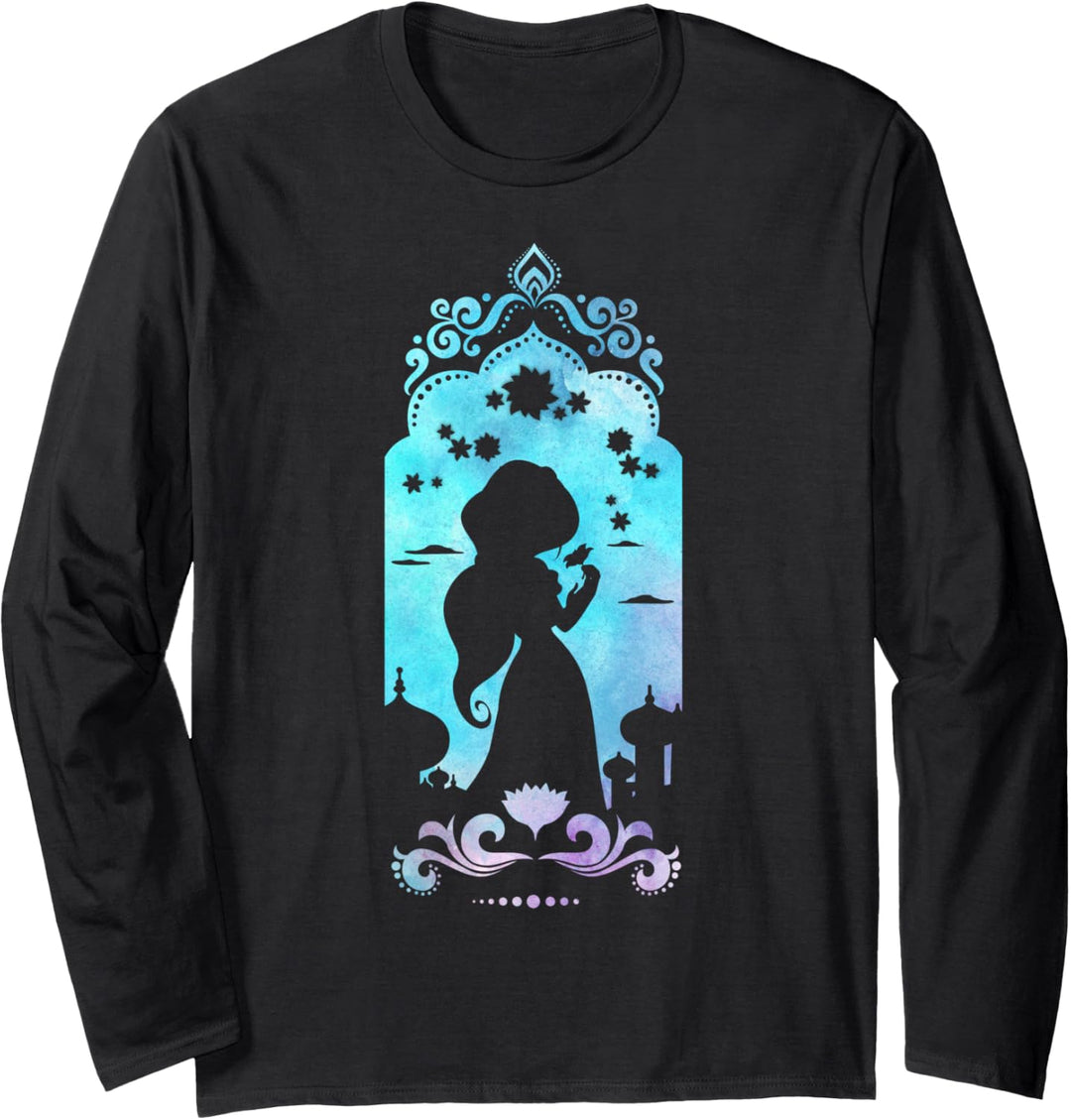 Disney Aladdin Jasmine Watercolor Silhouette Langarmshirt