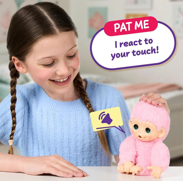Little Live Pets Baby Monkey Minis – interaktiver Plüschaffe Luna Lemon mit über 20 realistischen Ge