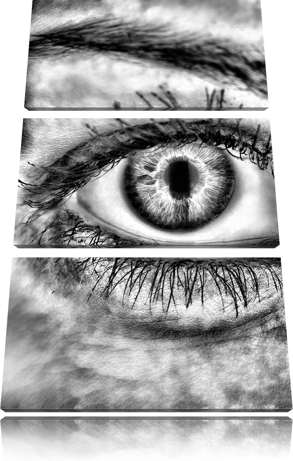 Pixxprint Monocrome, Auge Einer Frau 3-Teiler Leinwandbild 120x80 Bild auf Leinwand