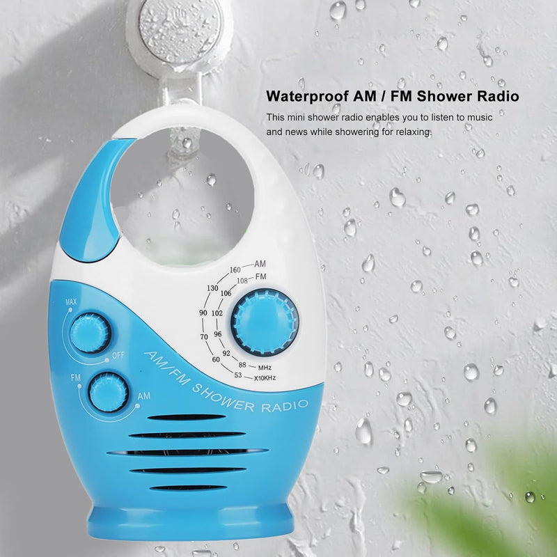 Cuifati Tragbares Radio, Wasserdichtes Radio, das Duschradio Nimmt das Top-Griff-Design An, Kompakte