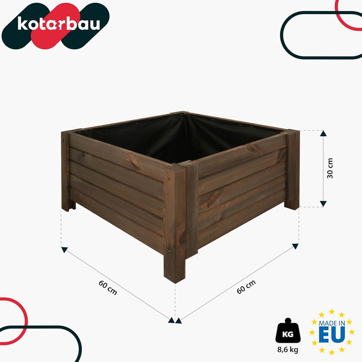 KOTARBAU® Blumenkasten - 60 x 60 x 30 cm - Pflanzkasten mit Vlies - Pflanzkübel gross aussen - Balko