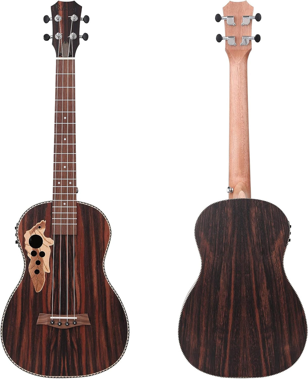Batking Bariton Ukulele Elektrisch, 30 Zoll Backwood Baritone Ukulelen mit Halsspannstab mit Gitarre