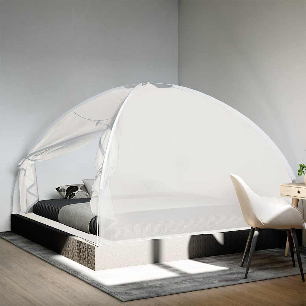 vidaXL Moskito-Netzzelt Mongolisch 220 Mesh Weiss 200x200x135 cm, Moskito Netz, faltbares Moskitonet