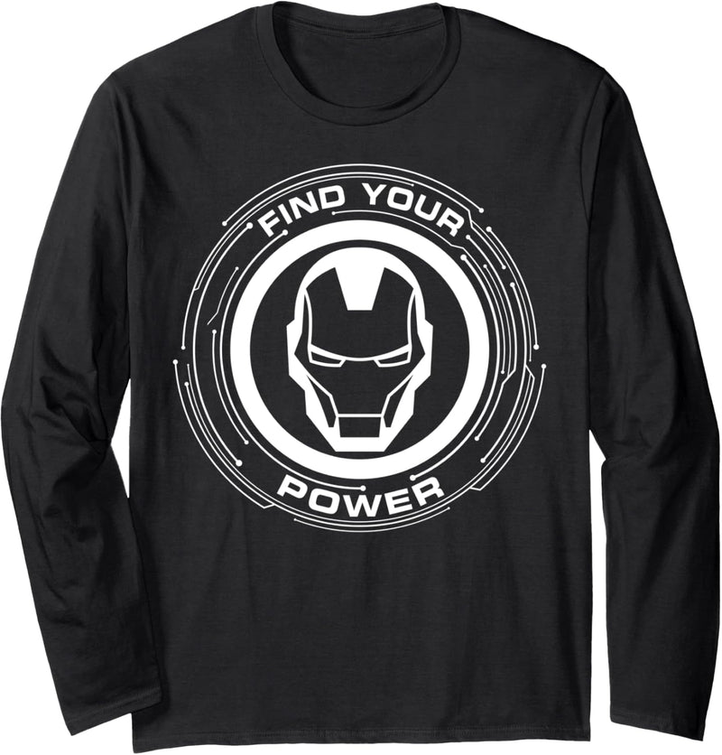 Marvel Iron Man Find Your Power Simple Logo Langarmshirt