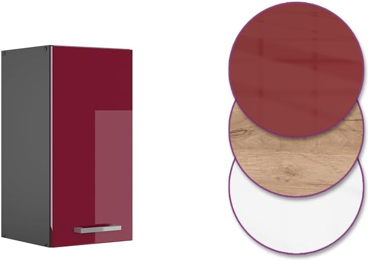 Vicco Hängeschrank R-Line, Bordeaux Hochglanz/Anthrazit, 30 cm Bordeaux Hochglanz Hängeschrank 30cm,
