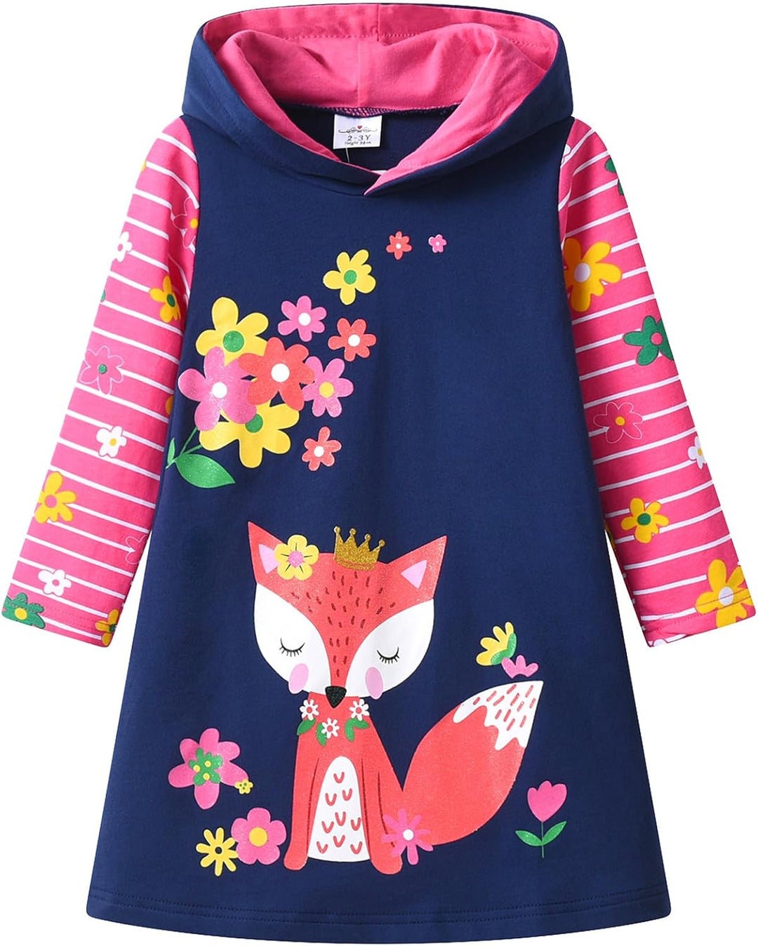 VIKITA Mädchen Kapuzenpullover Kleider Baumwolle Hoodie Herbst Winter Freizeit 2-8 Jahre 4-5 Jahre L