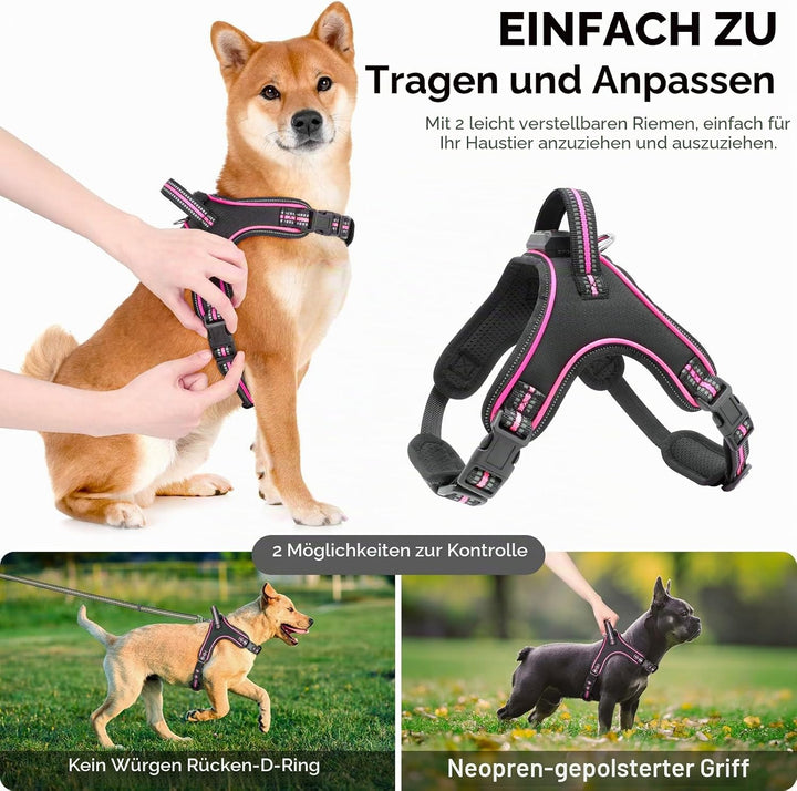 Light Up Light Hundegeschirr Leuchtend Aufladbar, LED Hundegeschirr Mit Griff, Reflektierende Brustg