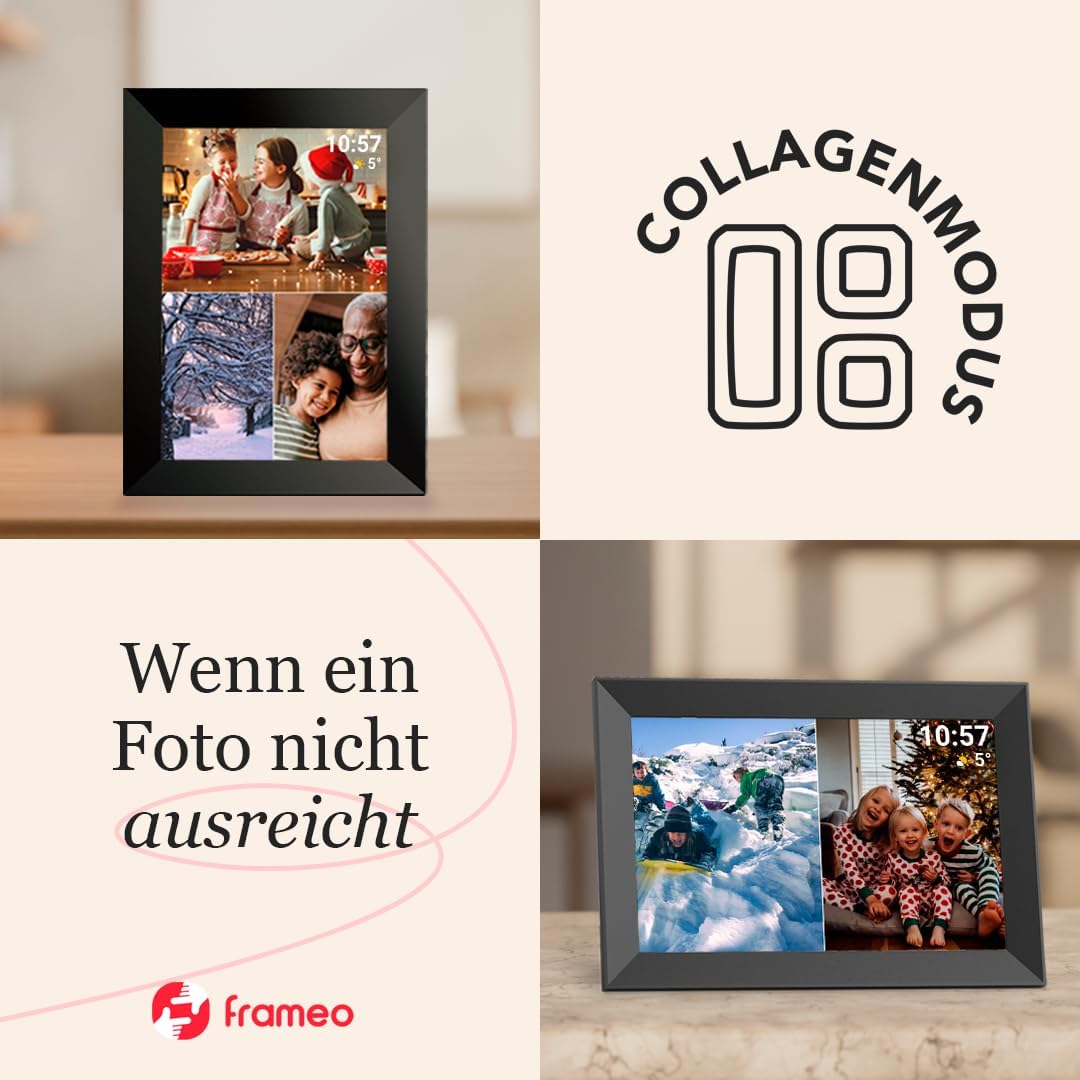 Cytem Digitaler Bilderrahmen 10.1 Zoll mit WLAN & Frameo, Anti-Glare Matt, 32GB Speicher, Bewegungss