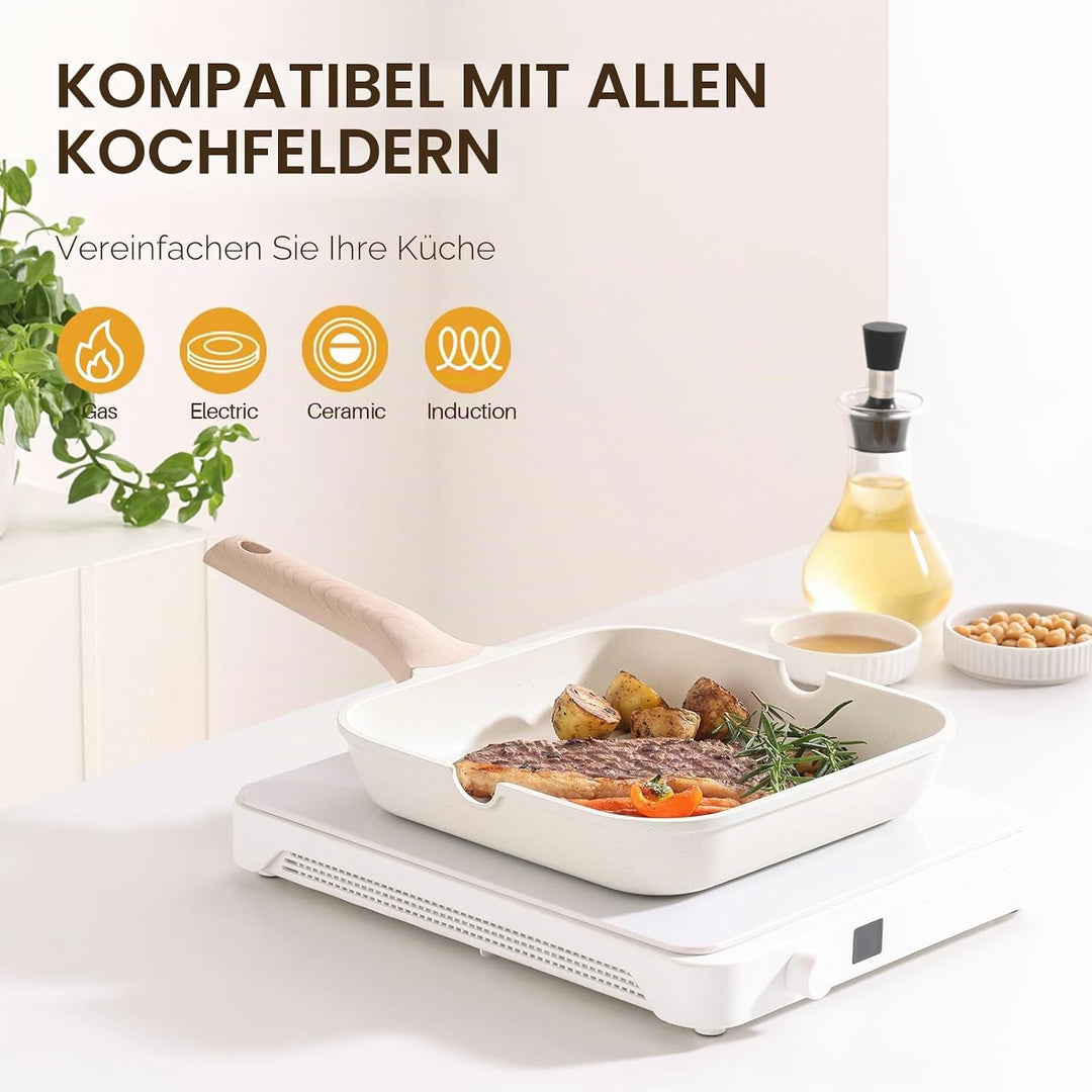 Kordisen Antihaftbeschichtete Grillpfanne für Herdplatten, 28 cm, quadratische Grillpfanne für Innen