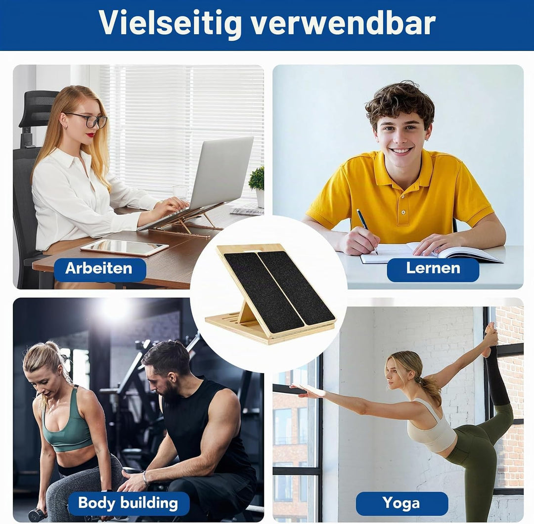 Professionelles Schrägbrett aus Holz, Tragbares Wadendehner Verstellbarer Mobility Board mit Tragegr