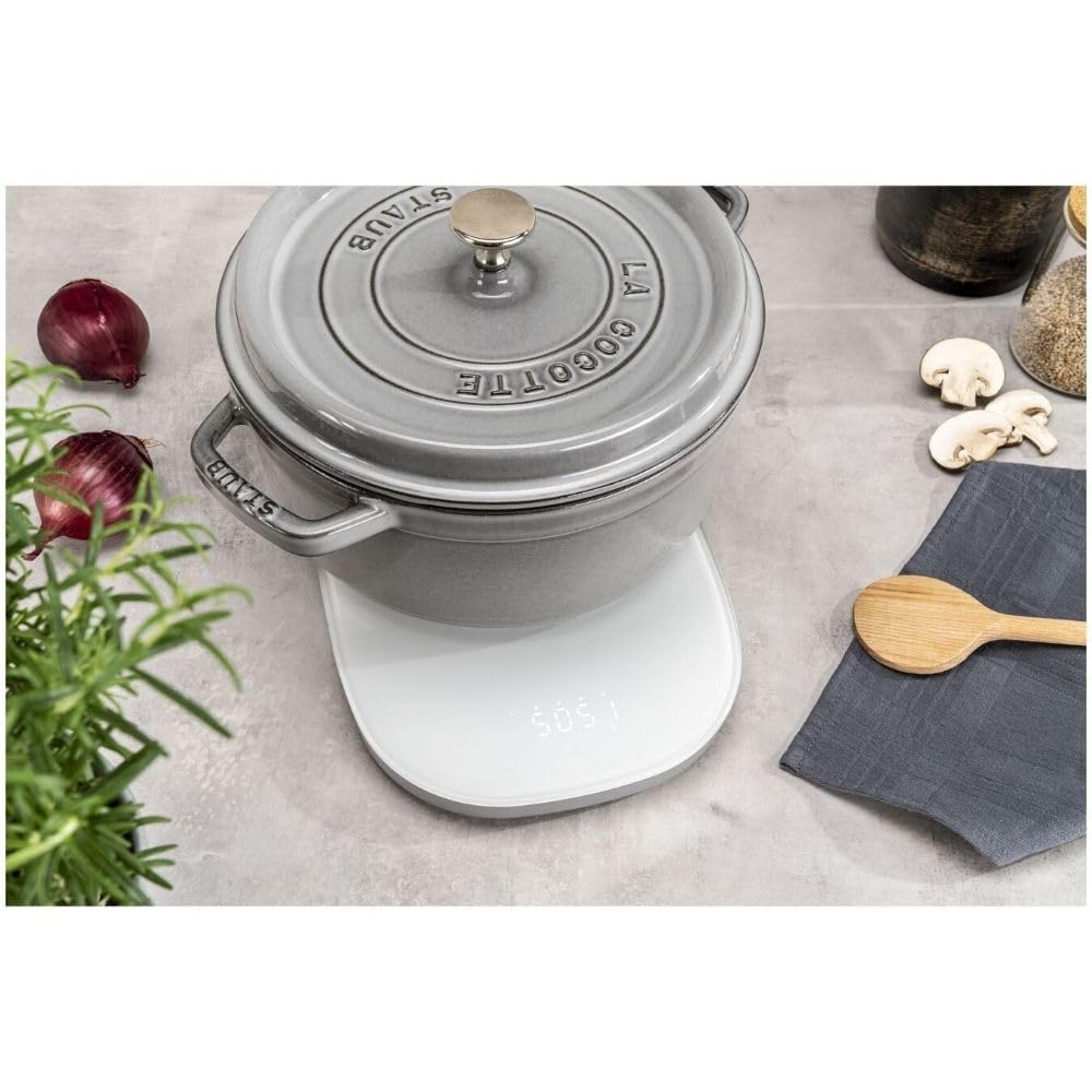 ZWILLING ENFINIGY Digitale Küchenwaage mit induktiver Ladefunktion & LCD-Display, bis 10 kg, Silber,