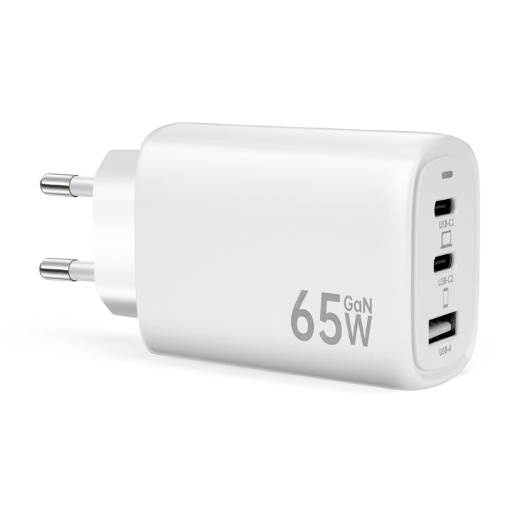 USB C Ladegerät 65W 3 Ports Mehrfach Stecker PD Schnellladegerät mit USB A und USB C Netzteile, USB