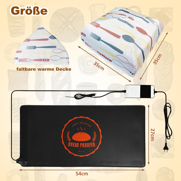 Brot Gärmatte, Heizmatte für Sauerteig mit Thermostat Brotwarmmatte für Sauerteig, Teig Proofing, Jo