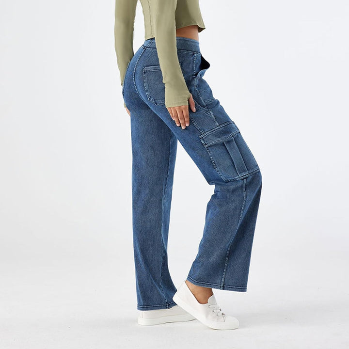 Wide Leg Jeans Damen Cargohose Sommerhosen Leicht Stretch Latzhose Bequeme High Waist Weites Bein Ba