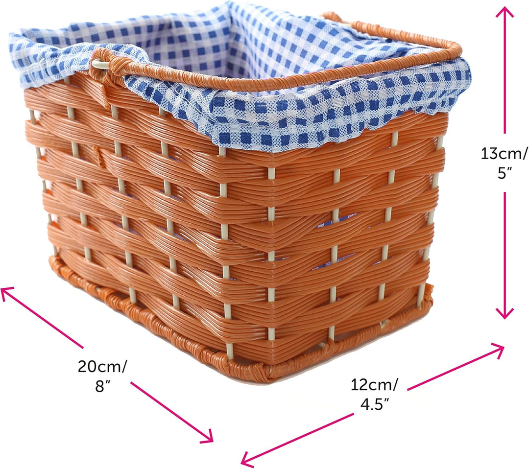 Ilovefancydress Korb mit befestigtem Gingham-Stoffeinsatz und Griff, Kunststoff, ideales Accessoire