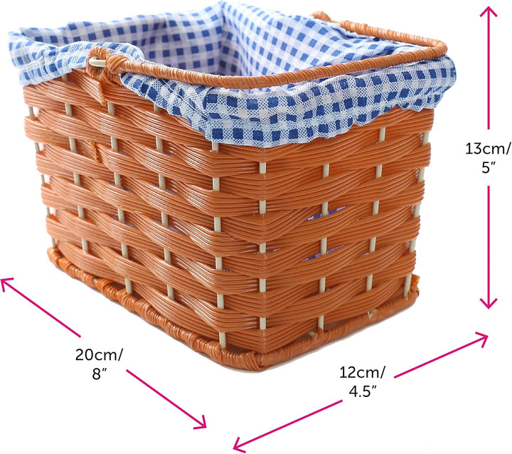 Ilovefancydress Korb mit befestigtem Gingham-Stoffeinsatz und Griff, Kunststoff, ideales Accessoire