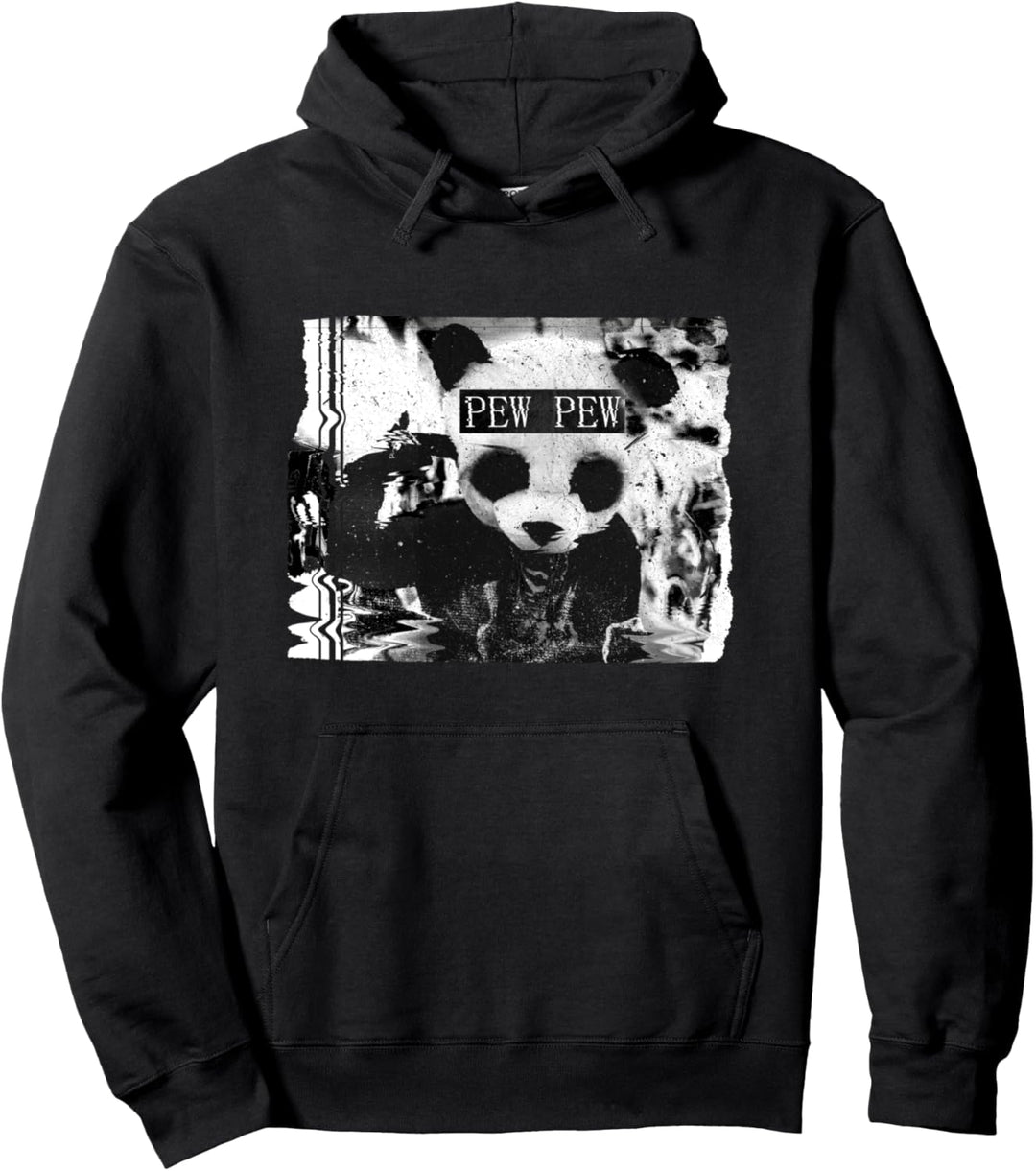 Pew Pew Pandabär Glitchcore Weirdcore Aesthetic Hyperpop Pullover Hoodie