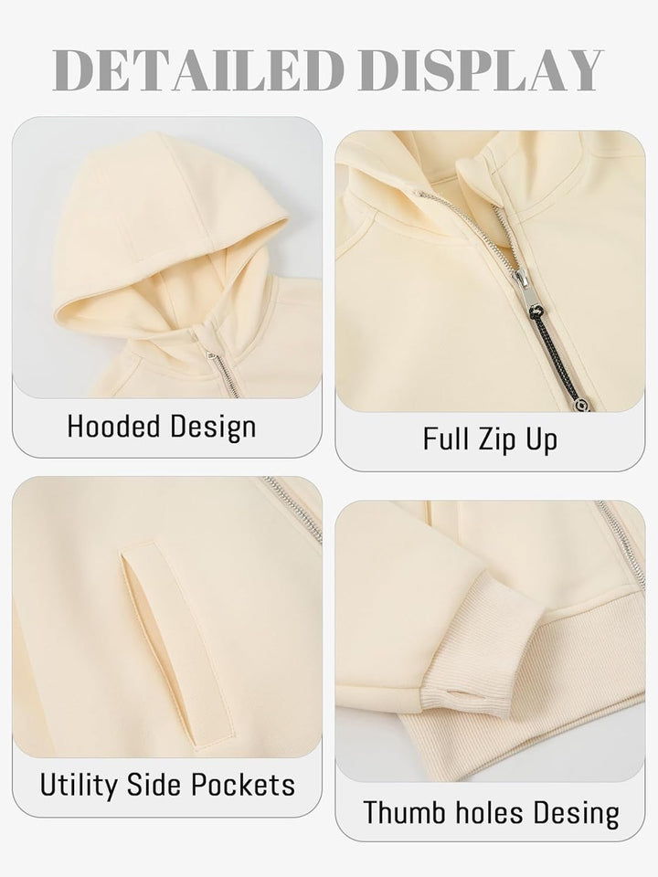 Rolanko Kapuzenpullover für Mädchen mit Reissverschluss, Gemütliche Langarm-Kapuzenjacke Lässiges Sw