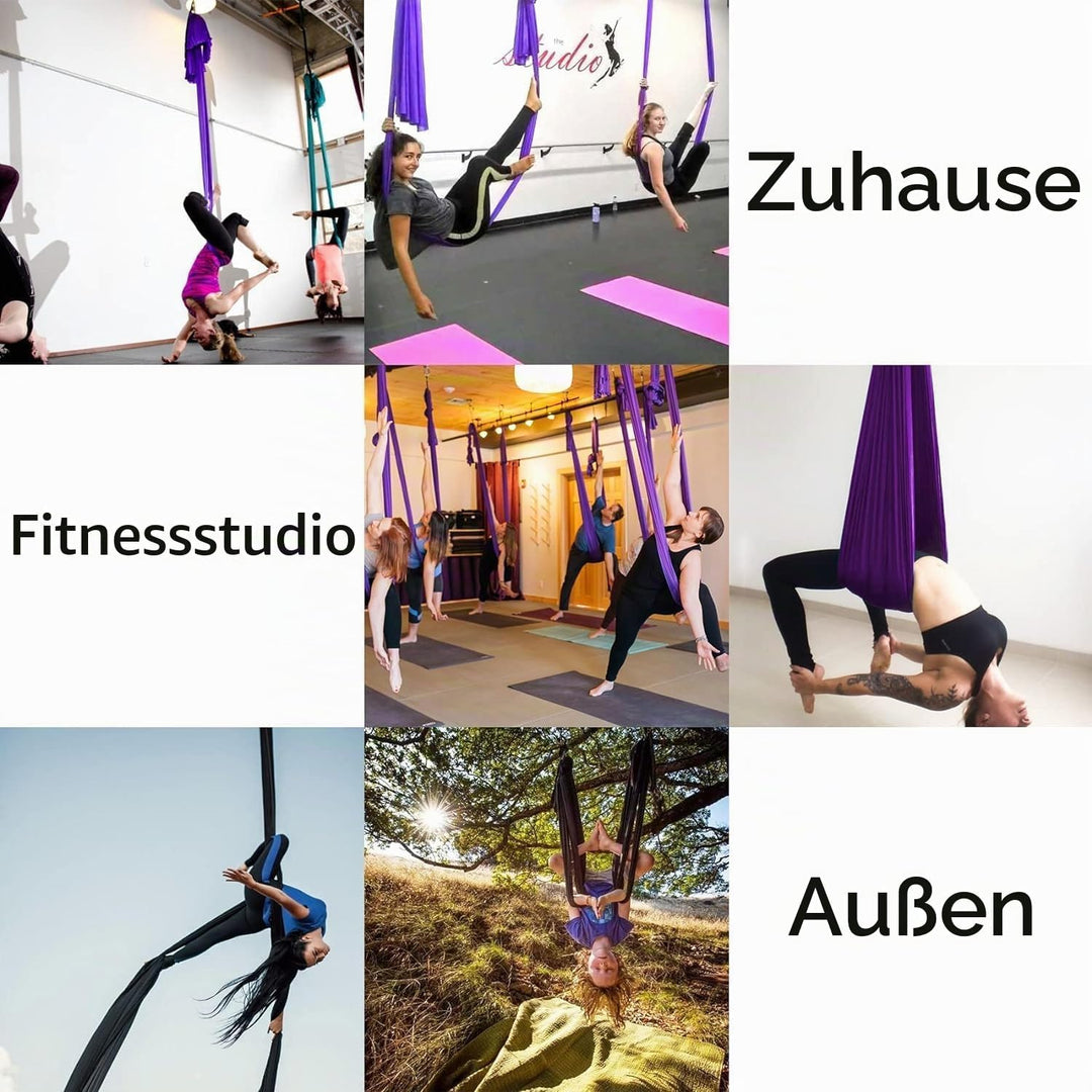 aerial yogatuch 5m with Extension Straps, and Carabiners Nur für Erwachsene(5M), D