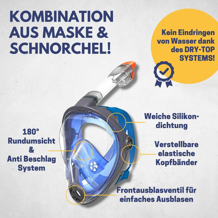 Best Sporting Schnorchelmaske Erwachsene I Taucherbrille mit Schnorchel & Panoramascheibe I langlebi